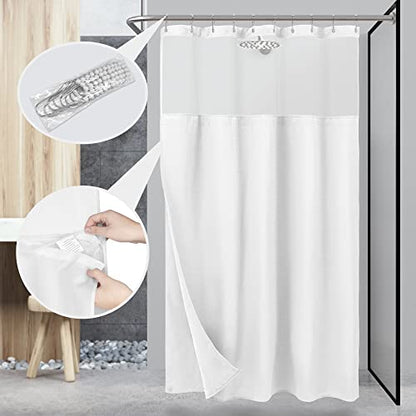 N&Y HOME 54 x 78 Waffle Weave Shower Curtain with Snap-in Liner Set White | 12 Metal Hooks Included, Snap on/off Fabric Liner, Hotel Style & Mesh Top Window, Machine Washable, 54x78 Shower Stall Size - color: White, size: 54"W x 78"L (Pack of 1)