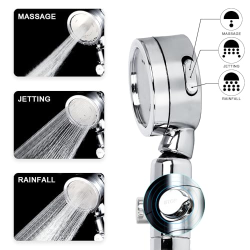 Chrome Tub Spout with Diverter slip fit 1/2 inch Copper Tube, High Pressure filtered Handheld Shower with 3 Spray Modes On/Off Switch, 59 inch hose, Bracket, No Drill Required Install