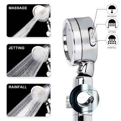 Chrome Tub Spout with Diverter slip fit 1/2 inch Copper Tube, High Pressure filtered Handheld Shower with 3 Spray Modes On/Off Switch, 59 inch hose, Bracket, No Drill Required Install