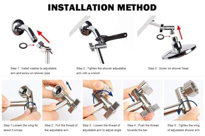 NearMoon Adjustable Shower Arm Universal Connection, Extension Arm, Adjust Angle to Upgrade Shower Experience, Easy to Install, Anti-leak (5 Inch, Brushed Nickel) - color: Brushed Nickel, style: 5 Inch Adjustale
