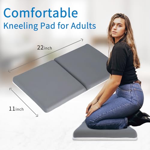 JJGoo Bath Kneeler with Elbow Rest Pad Set, 1.5 inch Kneeling Pad Mat for Bathtub Baby Bathing Parents, Painless Foam Mat with Toy Organizer Pockets, Non-Slip for Baby and Toddler Bathing，Dark Grey - color: Dark Grey