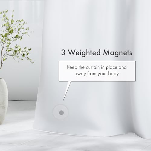 White Shower Curtain Liner with Magnets, 72x72 Plastic Shower Liner PEVA Waterproof Medium Weight Inside Shower Curtains Liner for Bathroom with Rustproof Grommet - color: White, size: 72"W x 72"L (Pack of 1)