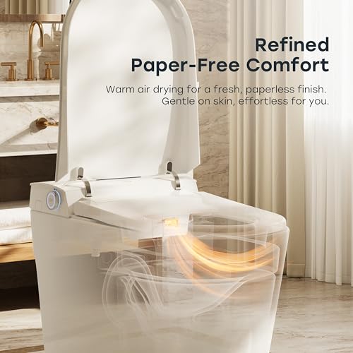 HOROW T39 Luxury Smart Toilet with Bidet, Modern Elongated Toilet for Bathroom Remodel, ADA Bidet Toilet with Anti-Splatter Foam Shield, Smart Display, Heated Seat & Instant Warm Water, Night Light