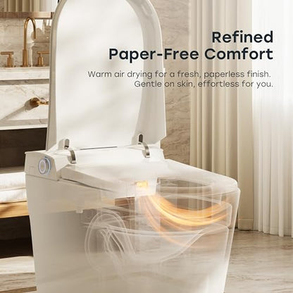 HOROW T39 Luxury Smart Toilet with Bidet, Modern Elongated Toilet for Bathroom Remodel, ADA Bidet Toilet with Anti-Splatter Foam Shield, Smart Display, Heated Seat & Instant Warm Water, Night Light