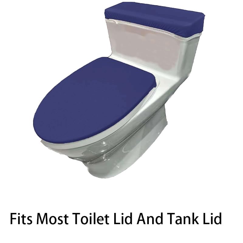 Madeals Runner Memory Foam Bathroom Rug Set 5 Piece with Toilet Lid Cover and Tank Cover Set Navy Blue - color: Navy Blue, size: 20"x46"/20"x32"/Contour/Lid Cover/Tank Cover