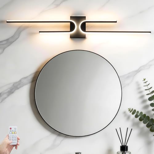 Vanity Light for Bathroom Lighting Over Mirror Black Dimmable 3CCT Vanity Lighting Fixture Modern Bath Vanity Bar 39in Led Bathroom Wall Sconce Lighting for Bedroom Living Room with Remote Control - color: Black B