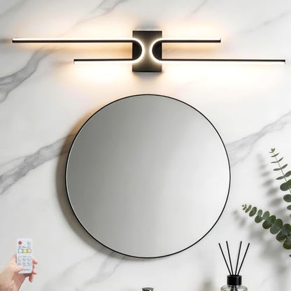 Vanity Light for Bathroom Lighting Over Mirror Black Dimmable 3CCT Vanity Lighting Fixture Modern Bath Vanity Bar 39in Led Bathroom Wall Sconce Lighting for Bedroom Living Room with Remote Control - color: Black B
