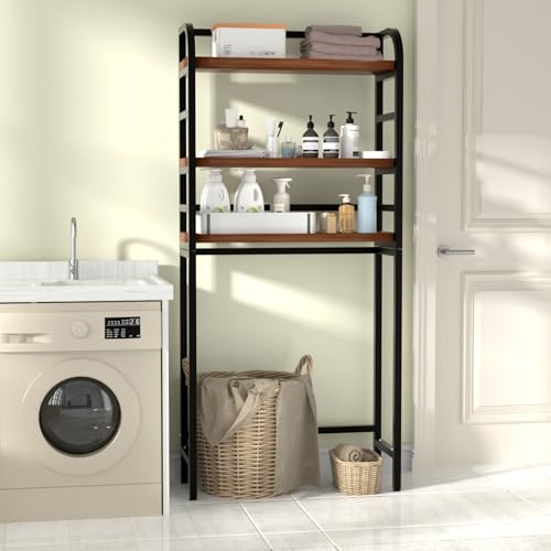 3-Tier Over-the-Toilet Storage Rack, Freestanding Bathroom Organizer | Space-Saving 3-Tier Design, Rust-Resistant Steel Frame, Fits Most Toilets, Easy Assembly (Black) - color: Black