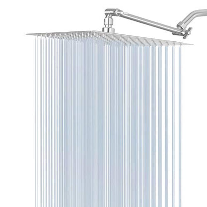 NearMoon Rain Shower Head with 11’’ Adjustable Extension Arm, Large Stainless Steel High Flow Rainfall Square Head, Bath Shower Waterfall Full Body Coverage (12 Inch, Chrome) - color: Chrome, size: 12 Inch