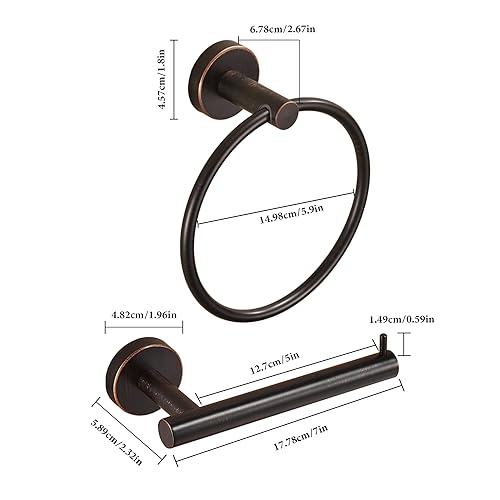 WINCASE Toilet Paper Holder Towel Holder, Oil Rubbed Bronze Bathroom Hardware Set, Hand Towel Ring Toilet Paper Roll Holder Wall Mount, Rustic Farmhouse Rustproof Stainless Steel Bathroom Accessories - color: Bronze