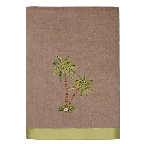 Flourish 4-Piece Premium Towel Set, Island Style Embroidery, Plush Turkish Cotton, Durable & Quick Dry, Elegant Bath Ensemble, 2 Bath 2 Hand Towels, Cocoa - color: Cocoa, size: 2 Pcs Bath 2 Pcs Hand Towel