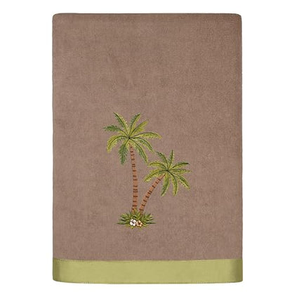Flourish 4-Piece Premium Towel Set, Island Style Embroidery, Plush Turkish Cotton, Durable & Quick Dry, Elegant Bath Ensemble, 2 Bath 2 Hand Towels, Cocoa - color: Cocoa, size: 2 Pcs Bath 2 Pcs Hand Towel