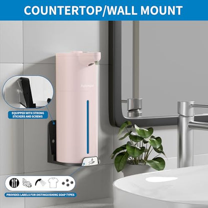 Automatic Soap Dispenser Touchless, Modern, Kitchen & Bathroom, Hands-Free, Adjustable Volume, Long Battery Life, Compatible with Thick & Thin Soap, Easy for Toddlers, Clog-Free, Pink - color: Matte Pink