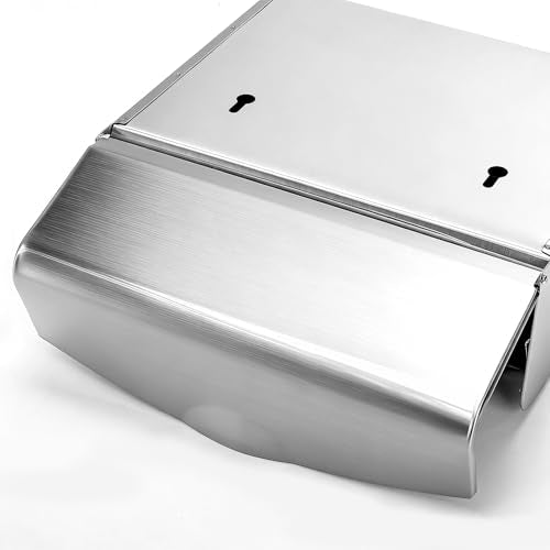 2 Pack Sanitary Napkin Disposal Receptacle, Wall Mounted Tampon Holder, Stainless Steel Flip Top Receptacle Bin Waste Trash Can for Public Restroom, Provides Clean & Odor-Free