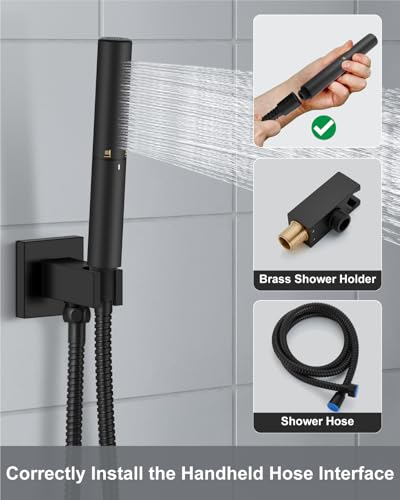 Aolemi Shower System with Rain Head and Handheld,8-Inch,Matte Black | High-Pressure Shower Faucet Set with Dual-Function Handheld,Rough-In Valve,1.8 GPM,Wall-Mount Trim Kit - color: Matte Black, size: 8 Inch