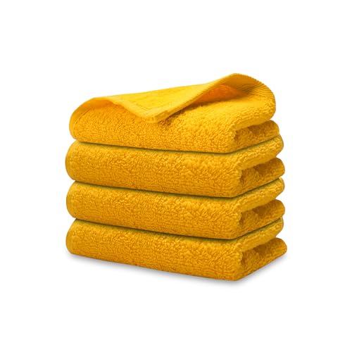 Fingertip Hand Towel | Absorbent |11x18 | Terry Velour Premium Washcloths, Bathroom use, 100% Cotton, Face, fingertip, Soft, Guest Towels (Pack of 4) (4, Gold) - color: Gold