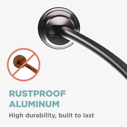Zenna Home Curved Shower Curtain Rod, No Drill, 50-72 Inch Adjustable Tension Shower Rod for Bathroom, Rustproof, Non-Slip, Adds Room in Shower, Bronze - color: Bronze