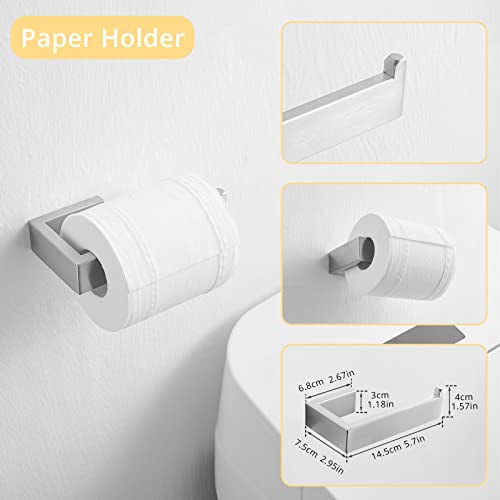 Fapully 23.6-Inch 6 Piece Bathroom Hardware Accessories Set Brushed Nickel | Stainless Steel Wall Mounted Include Towel Bar,Hand Towel Holder,Toilet Paper Holder,Robe Towel Hook,Coat Hook,Towel bar set - color: Brushed Nickel, style: 6 Piece