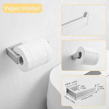 Fapully 23.6-Inch 6 Piece Bathroom Hardware Accessories Set Brushed Nickel | Stainless Steel Wall Mounted Include Towel Bar,Hand Towel Holder,Toilet Paper Holder,Robe Towel Hook,Coat Hook,Towel bar set - color: Brushed Nickel, style: 6 Piece