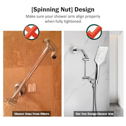 6 Inch Adjustable Shower Head Extension Arm, All-Metal Shower Arm Extender with Locking Set Screw for Rainfall, Fixed, Handheld Showerheads, G1/2 Universal Thread, Easy Installation, Chrome - color: CP, style: 6 Inch