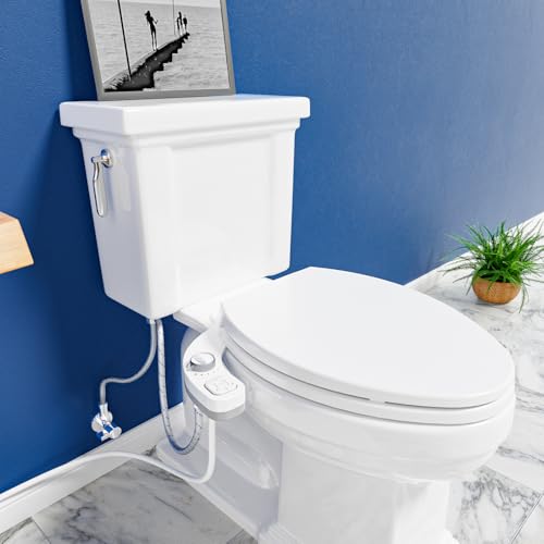 Hot and Cold Bidet, Warm Water Bidet Attachment for Toliet, Non-Electric Warm Bidet with Adjustable Water Pressure, Dual nozzle Rear and Feminine Wash - Self cleaning (White) - style: White