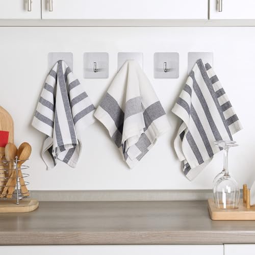 16PCS Bath Towel Hooks, Self Adhesive Hook, Waterproof Self Adhesive Shower Wall Hooks for Bathroom Kitchen Door Window Cabinet, Stainless Steel(Black - Square)