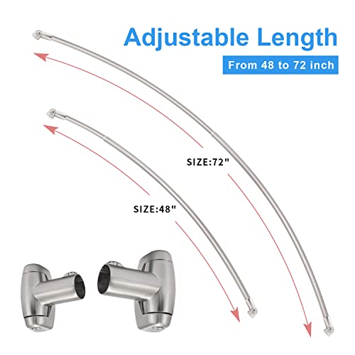 TOPROD Curved Shower Curtain Rod 48-72 Inches Adjustable Round Shower Rods | Brushed Nickel,Rounded Bowed,Stainless Steel,More Shower Space,Need to Drill,for Bathroom, Bathtub - color: Brushed Nickel