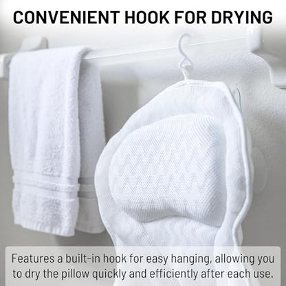Bath Pillow for Tub, Luxury Spa Bathtub Head & Neck Cushion, Large Mesh | Breathable 3D mesh with strong suction cups provides ergonomic head, neck, shoulder & body support for a relaxing spa soak