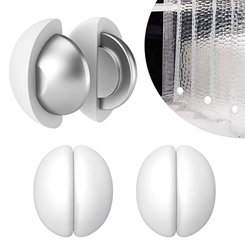 VANZAVANZU 3 Pairs Shower Curtain Weights, Silicone Wrapped Magnets, Heavy Duty Magnets Prevent Curtain Liner from Blowing, Rust-Free, White - color: White, size: 1.2"W x 1.2"L (Pack of 3)