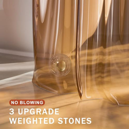 AmazerBath Extra Long Shower Curtain Liner, 100% EVA Clear Amber Heavy Duty 84 inch Shower Curtain and Liner 2-in-1, 72x84 Plastic Weighted Bathroom Shower Liner, 12 Grommets & 3 Heavyweight Stones - color: Rainbow Caramel Latte, size: 72"W x 84"L (Pack o