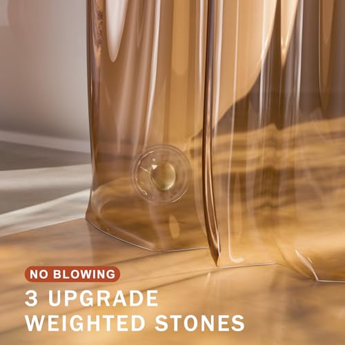 AmazerBath Long Shower Curtain Liner, 100% EVA Soft Clear Amber Heavy Duty 78 inch Shower Curtain and Liner 2-in-1, 72x78 Plastic Bathroom Shower Curtain, 12 Rustproof Grommets & 3 Weighted Stones - color: Rainbow Caramel Latte, size: 72"W x 78"L (Pack of
