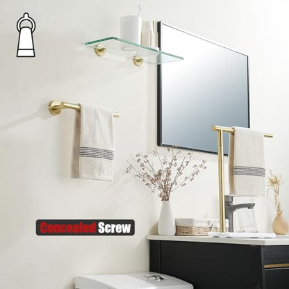 JQK Hand Towel Bar Gold, 10 Inch Thicken 0.8mm 304 Stainless Steel Bathroom Hand Towel Holder, 9 Inch Useable Length Wall Mount, Brushed Gold, THH110L9-BG - color: Brushed Gold