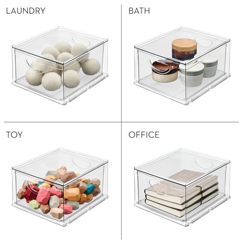 iDesign Stackable Storage Drawer, Set of 2, Clear | For Fridge, Pantry, or Under Sinks, Made in USA - style: Pack of 2