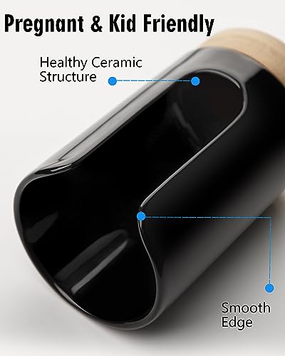 Ceramic Bathroom Cup Holder, 3-5 oz Cup Dispenser, Black | Disposable Paper & Plastic Bathroom Cups Holder - Mouthwash Cups Dispenser for Bathroom, Guest Toiletries, Countertop, Coffee - color: Black