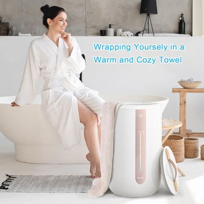 Keenray Towel Warmer for Bathroom, Towel Warmer Bucket with Heating Progress Bar, Child Lock, Fragrance Disc Holder, Auto Shut-Off Towel Bucket Fits Up to Two 40" x 70" Towels, Bathrobes, Blankets - color: White/Champagne Gold, size: 18L