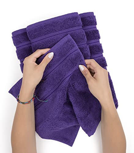 American Soft Linen 100% Cotton Luxury Turkish Towels, 6 Piece Towel Set | Soft Absorbent Quick Dry OEKO Tex Standard 100 Certificated Durable Machine Washable Premium Hotel Quality - color: Violet Purple