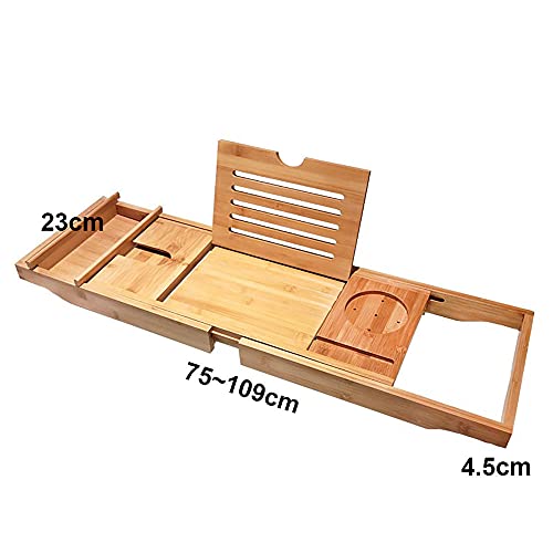 Bathtub Caddy Tray, Bamboo Bathtub Tray, Bathtub Caddy, Expandable Bathtub Caddy Tray, Durable and Non-Slip Bathtub Trays with Free Soap Holder