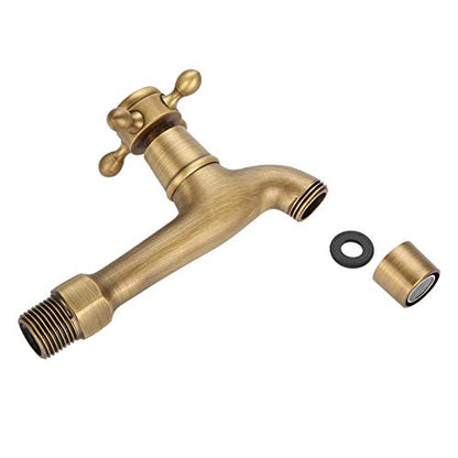 European Wall Mounted Vintage G1/2" Solid Brass Faucet Single Cold Water Tape for Kitchen Sink Mop Pool(L)