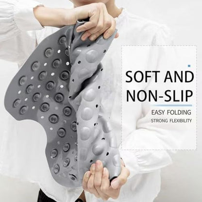Long Bath Tub Mat, Non-Slip with 200 Suction Cups, Soft and Flexible, 15.75 x 39.37 Inch (Gray) - color: Gray