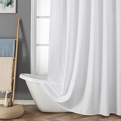 Aiyufeng Moga Stall Fabric Shower Curtain Waterproof, Soft & Lightweight Small Shower Curtain with Texture for Narrow Stall Size, Machine Washable, 36" Wx72 L, White - color: White, size: 36"W x 72"L (Pack of 1)