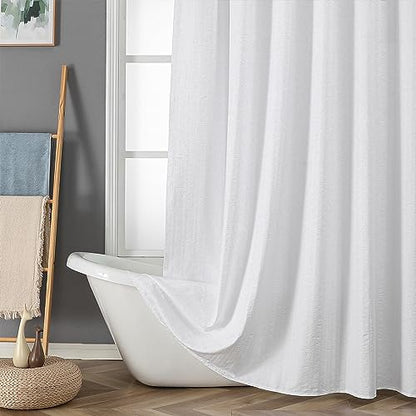 Aiyufeng Moga Stall Fabric Shower Curtain Waterproof, Soft & Lightweight Small Shower Curtain with Texture for Narrow Stall Size, Machine Washable, 36" Wx72 L, White - color: White, size: 36"W x 72"L (Pack of 1)