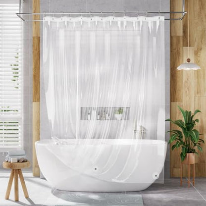 AmazerBath Camper Shower Curtain Liner, 72x65 Clear Shower Curtain Liner, Waterproof Plastic Shower Liner, Lightweight PEVA Shower Curtain for Bathroom with 3 Magnets and 12 Rustproof Metal Grommets - color: Clear, size: 72"W x 65"L (Pack of 1)