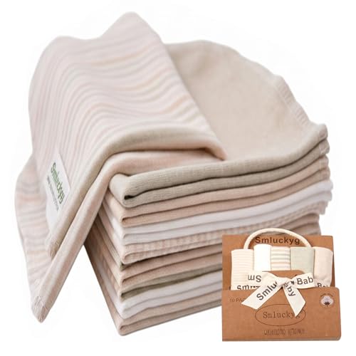 10-Pack Baby Washcloths for Newborn - Organic Cotton Soft Wash Cloths for Babies, Infant, Kids, Toddler | Lightweight Face Cloths for Boys & Girls | Gentle Baby Rags (Multicolor) - color: Multicolor
