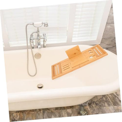 BESTOYARD Expandable Bamboo Bathtub Tray Organizer Phone Holder Multi-Functional Bath Table for Relaxation Bathroom Accessories