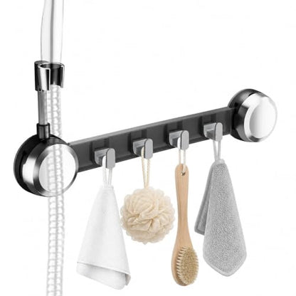 Suction Cup Handheld Shower Head Holder with 4 Hanger Hook Wall Mount, Adjustable Handheld Shower Head Mount Removable for Large & Heavy Shower Heads - Bathroom Wall Mounted Shower Wand Holder