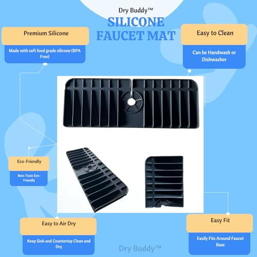 2-Pack Silicone Kitchen Sink Splash Guard-Faucet Mat for Kitchen Sink 2-Pack (Blue, Standard) - color: Blue