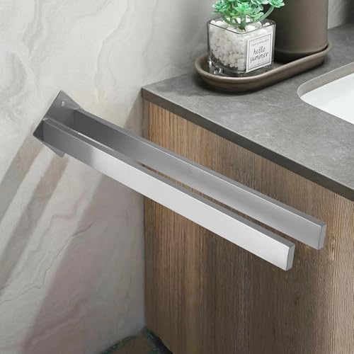 Double Rod Towel Bar 16 Inch, SUS304 Stainless Steel Wall Mounted Towel Holder, Bathroom Kitchen Double Layer Towel Rail, Modern Design Square Wall Towel Rack for Bathroom, Kitchen Brushed Nickel - color: Brushed Nickel
