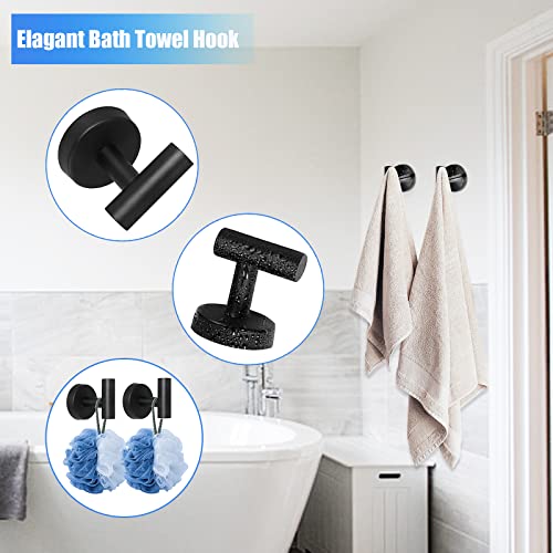 Cilee 10 Piece Matte Black Bathroom Hardware Set,2 Pack 5 Piece Bathroom Accessories Set Include 24 inch,16 inch Toilet Paper Holder, Towel bar,Towel Ring,Towel Hook,Stainless Steel Wall Mounted - color: 1 Black, size: 24inch