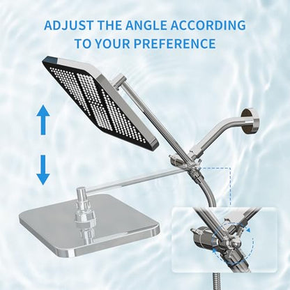 RFOUO 11 Inch Wide Rain Shower Head with Handheld,Chrome | High Pressure Rainfall, Dual Shower Head Combo with Adjustable Arm, 3-Mode Detachable Handheld Spray,with 59 Inch Hose - color: Chrome