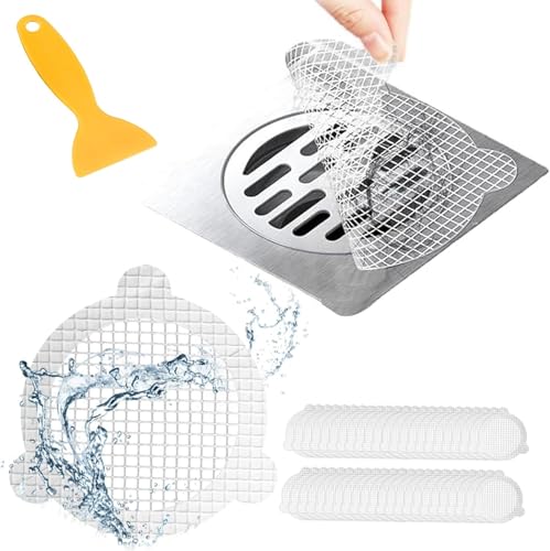 50 PCS Disposable Shower Drain Hair Catcher, 3.54 Inches Round | Stickers for Bath & Kitchen, For Human & Pet Hair, Mesh for Bathtub & Laundry, Drain Cover - size: Round - 50 Packs